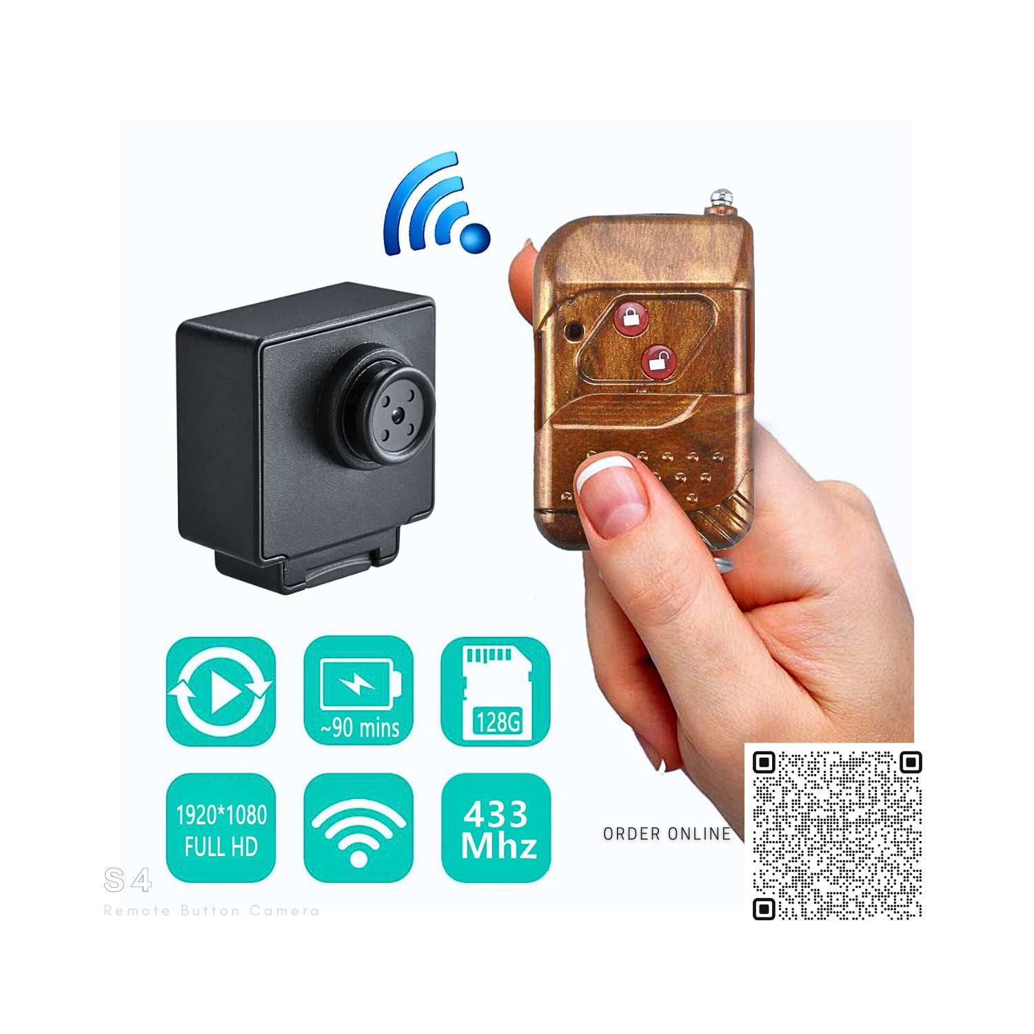 S4 FHD Remote Control Operated Button Spy Camera Recorder