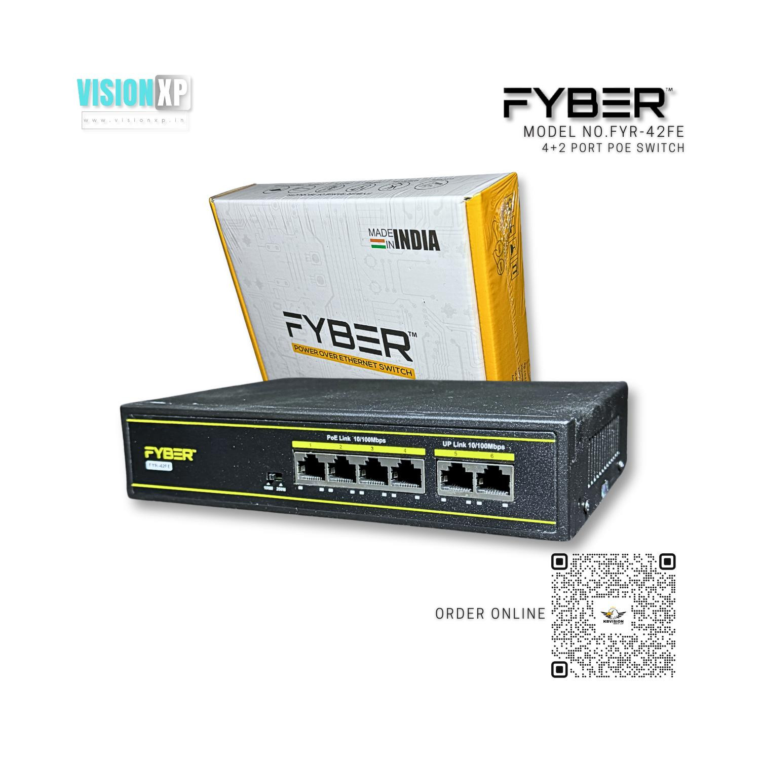 Fyber FYR-42FE 4Port 4+2 POE Network Switch