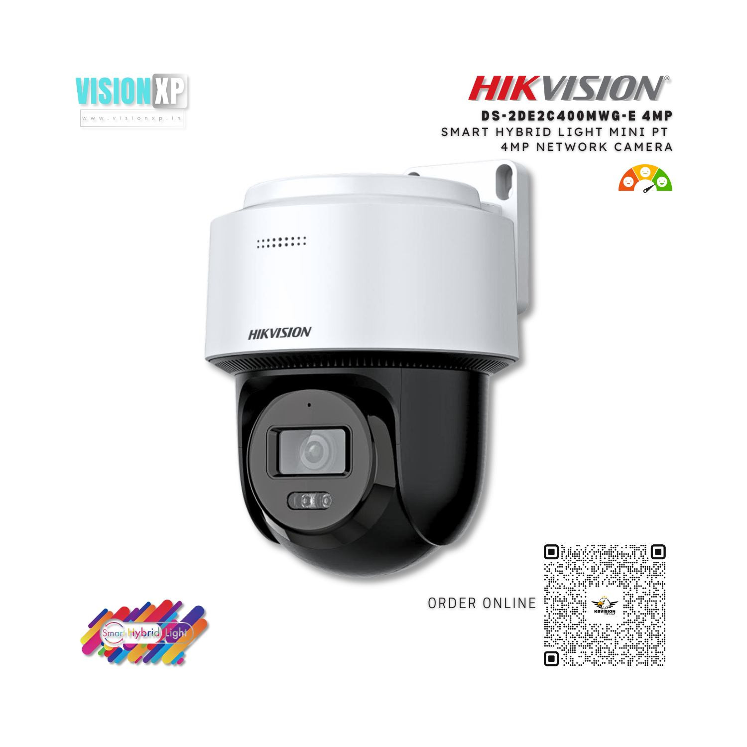 Hikvision DS-2DE2C400MWG-E 4 MP Hybrid Light Mini PT Network Camera